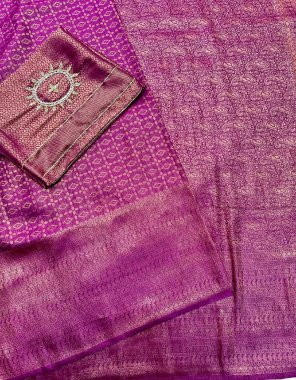 pink soft silk kanchipuram with handwork fabric handwork work festive 