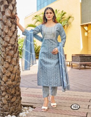 blue top - heavy chanderi modal silk with sequance embroidery work | pent - heavy chanderi modal silk | dupatta - pure chanderi with print dupatta and unique lace border | length - 46 