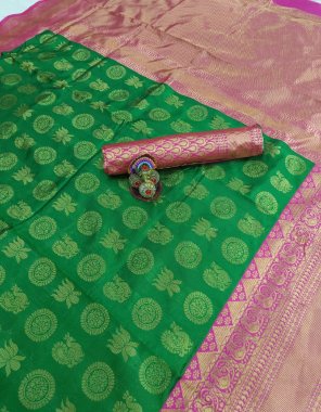green soft lichi silk fabric weaving work casual 