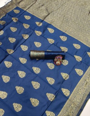 navy blue soft lichi silk fabric weaving work party wear 