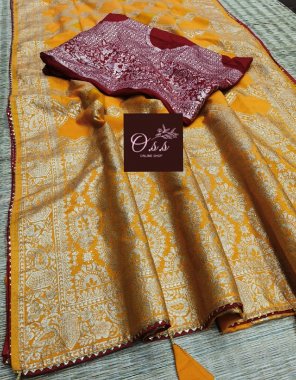 yellow cotton silk fabric weaving work ethnic 