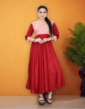 red rayon with beautiful sequance work | length - 50+ | sleeves - long slevees  fabric sequance work festive 