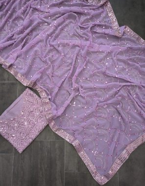 purple saree - soft georgette | blouse - mono banglory silk ( front and back both side work ) fabric sequance work festive 