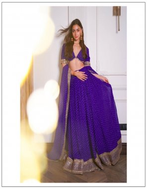 purple choli - georgette with digital print embroidery and sequance work | size - unstitch upto 44 | lehenga - georgette | inner - silk digital print and sequance | stitching type - semi stitch upto 44 | flair - 3m with canvas | dupatta - georgette digital print with embroidery sequance work with four side lace border  fabric digital printed work festive 