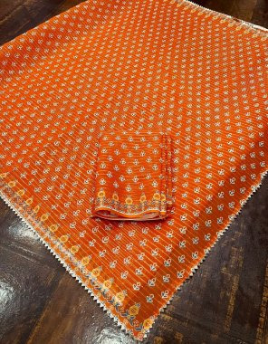 orange saree - heavy georgette with heavy crochet sequance digital print | blouse - running crochet work ( 0.80 m) fabric digital printed work ethnic 