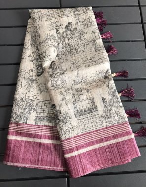 pink soft semi tussar silk with kalamkari digital print | blouse - running blouse fabric printed work casual 