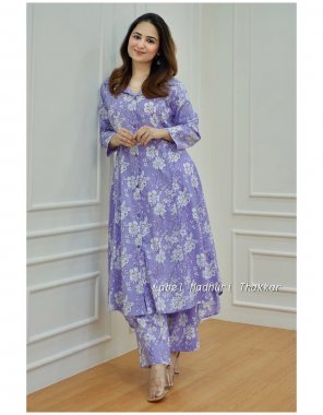 lavender cotton printed fabric printed work casual 