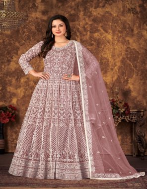 pink top - net embroidery work ( semi stitched ) | sleeves - net embroidery work ( full sleeves ) | inner - santoon ( attached with top ) | bottom - santoon | dupatta - net embroidery four side lace | top length - 56 inch | top bust size - upto 46 inches ( semi stitched ) | bottom size - 2.25 m ( material ) | dupatta - 2.25 m) fabric embroidery work ethnic 