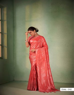 red kanjivaram silk saree & blouse  fabric weaving work party wear 