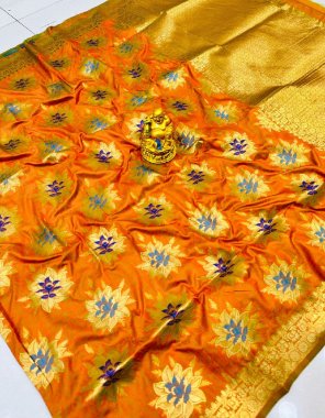 yellow pure silk handloom with zari concept embossed work fabric weaving work casual 