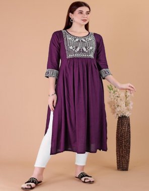 wine 14kg rayon with embroidery work | length - 42