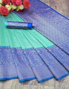 sky blue soft lichi silk fabric weaving work party wear 