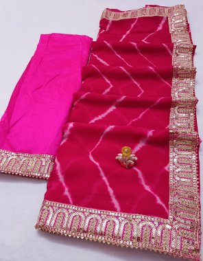 pink georgette leheriya printed fabric printed work ethnic 