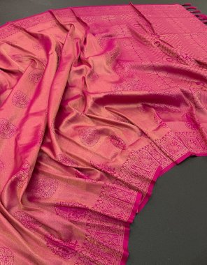 pink kubera pattu soft silk fabric weaving work festive 