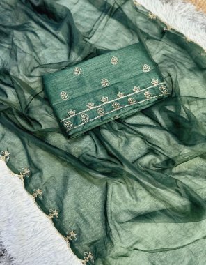 dark green soft organza heavy handcrafted | blouse - silk fabric hand work work party wear 