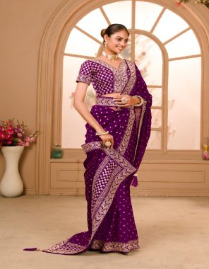 purple vichitra silk sequance embroidery work | blouse - mono banglory with attached sleeve fabric embroidery work party wear 