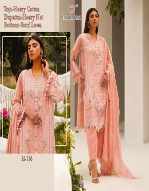 pink top - cotton with embroidery work | bottom - semi lawn | dupatta - heavy net  with embroidery work | size - 54 ( 7xl ) fabric embroidery work ethnic 