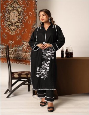 black rayon | sleeves - full sleeves | pattern - umbrella | length - 46 | pattern - stright pant with less  fabric embroidery work party wear 