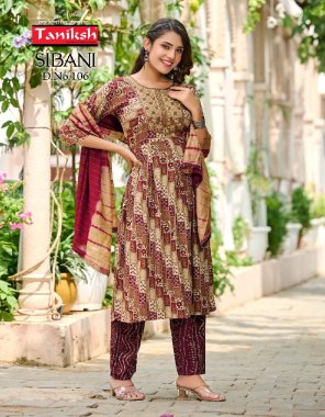 maroon top - rayon print | bottom - rayon print | dupatta - fancy sikvans with lace fabric printed work ethnic 