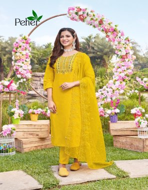 yellow modal silk fabric embroidery work party wear 