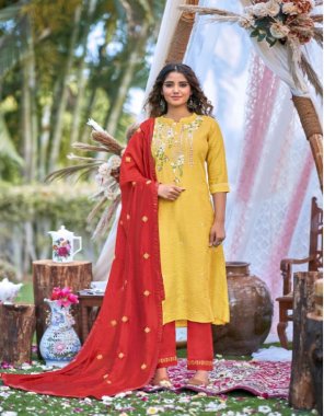 yellow top - heavy viscose fabric with full handwork & a line | pant - full stacheble lycra | dupatta - chanderi silk with work 4 side less fabric handwork work casual 