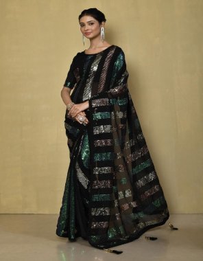 black saree - soft georgette sequance work | blouse - mono banglory silk  fabric sequance work work festive 