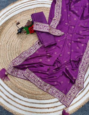 purple saree - heavy chinon | blouse - mono banglory | embroidery work belt fabric embroidery work casual 