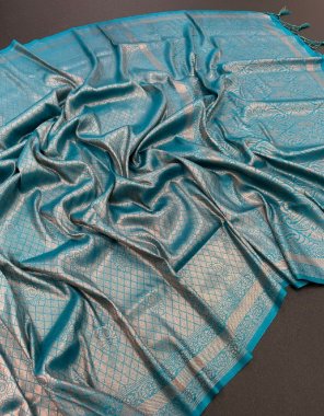 sky blue kubera pattu fabric weaving work casual 