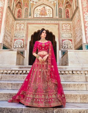 pink lehenga - heavy velvet with fancy dori work + zarkan work | lehenga size - upto 42 | blouse - heavy velvet with beautiful codding embroidery work & stone work | blouse size - possible 44 | dupatta - net with 4 side embroidery work with full of zarkan  fabric embroidery work casual 
