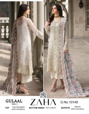 white top - georgette with heavy embroidered and back work | bottom - santoon with patch work | dupatta - butterfly net with heavy embroidered | inner - santoon fabric embroidery work festive 