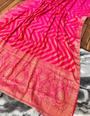 pink pure silky georgette weaving with zari weaving fabric weaving work casual 