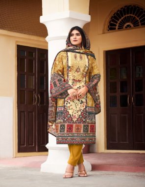 yellow top - cotton digital prints with exclusive heavy self embroidery ( 2.50 m approx ) | dupatta - mal mal cotton dupatta digital printed ( 2.30 m approx ) | bottom - cotton ( 3m approx )  fabric digital printed work ethnic 