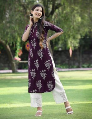 purple 14kg heavy rayon with foil print | top length - 42+ | pant length - 38 fabric printed work festive 