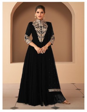 black top - heavy georgette with sequance & codding embroidery | inner - micro crap | size - xl - 42with margin ( 2 inch ) | length - 60+ inch max | flair - 3.6m | bottom - heavy santoon with patch work | size - fully stitched 44 inch| length - 42 inch | dupatta - heavy nazneen with four side diamond work  fabric embroidery work festive 