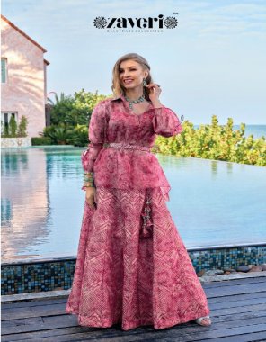 pink top - heavy organza with khatli work | skirt - organza digital print with gotta patti work | blouse - heavy silk fabric khatli work work festive 