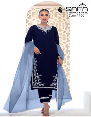 navy blue top - heavy velvet | bottom - velvet | dupatta - designer dupatta fabric embroidery work festive 