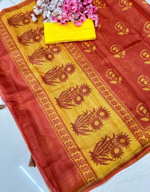 red kota doriya silk gold border smooth n soft saree & banglory satin blouse fabric digital printed work festive 
