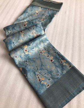 sky blue saree - cheesy & soft silk with full zari weaving italian digital printed | blouse - heavy zari weaving blouse with digital printed fabric digital printed work festive 