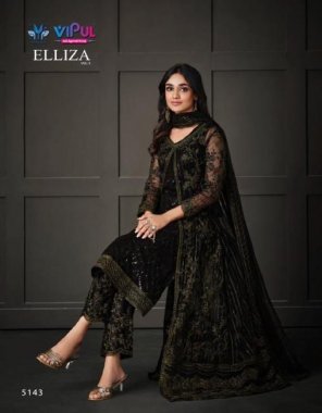 black top - heavy vaishanvi net with heavy embroidery work codding work stone back side embroidery work | koti - heavy vaishanvi net with heavy embroidery work | inner - satin | bottom - heavy net satin with sequance embroidery cooding work | dupatta - net embroidery coding work | size - max upto 55+ | top length - max upto 42+ | koti length - max upto 54+ fabric embroidery work party wear 