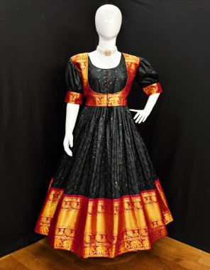 black koti - soft multi weaving narayan pet designer ( removable coat ) | gown - soft narayanpet sequance embroidery work zari weaving | inner - micro cotton fabric embroidery work festive 