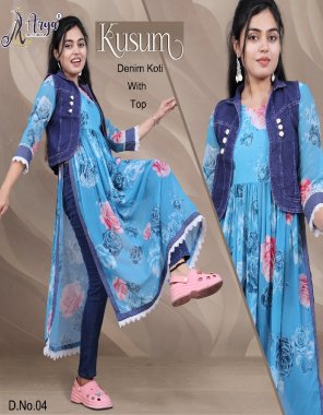 sky blue kurti - fox georgette | koti - jeans cotton fancy koti fabric printed work casual 