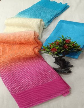 multi saree - shaded crush georgette | blouse - mono banglori silk  fabric sequance work casual 