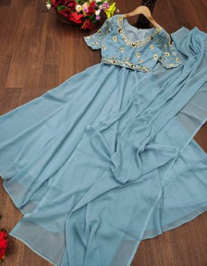 sky blue georgette | complete linning | height - 52