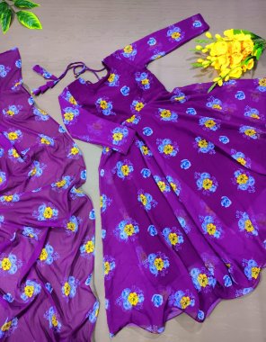 purple gown - faux georgette with  digital printed with full sleeves with fancy latkan dori and 6m fully flair with attached pad | inner - micro cotton | gown length - 52 - 53 inch | gown size - upto 42 xl free size ( fully stitched ) | dupatta - heavy faux georgette with digital printed ( 2.10m) fabric printed work festive 
