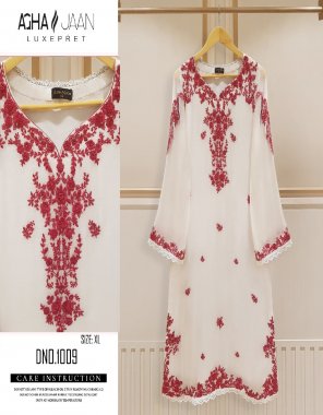 white top - heavy georgette | bottom - silk | dupatta - chiffon  fabric embroidery work festive 