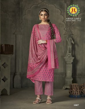 pink top - cotton with tie | pant - cotton | dupatta - cotton printed fabric printed work ethnic 