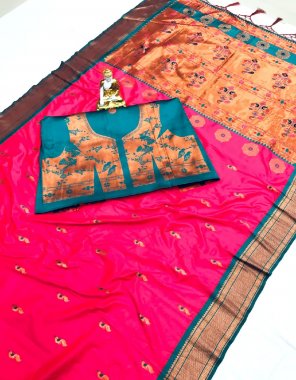 pink pure soft banarasi silk  fabric weaving work ethnic 
