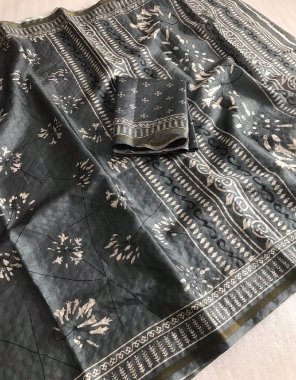 grey jute cotton with zari weaving and border work fabric zari weaving work party wear 