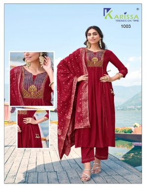 red top - pure viscose silk with full inner pure cotton mall | work - thread work with handwork | length top - 48