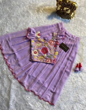 purple blouse - stitched sequance embroidery | lehenga - soft georgette embroidery work lehenga and zari border | inner - micro cotton ( lehenga & blouse )  fabric embroidery work ethnic 